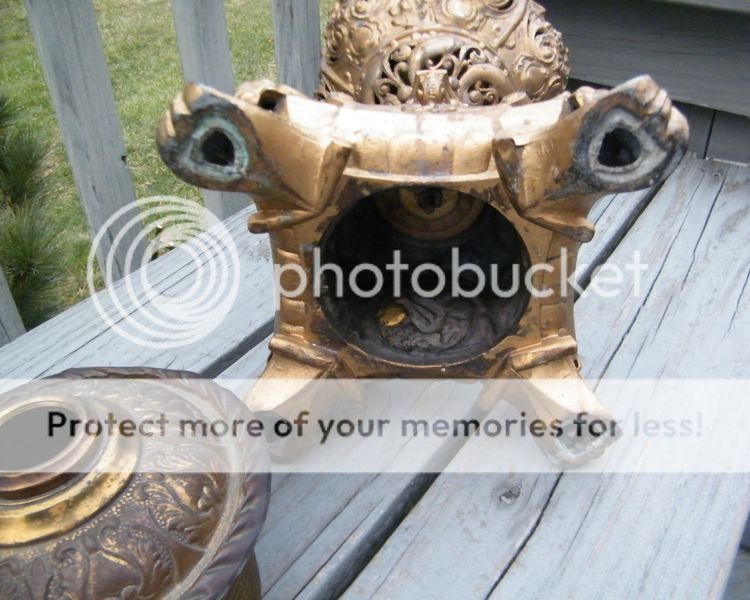   Old Cast Metal Aesthetic Victorian Rams Head Oil Lamp Base  