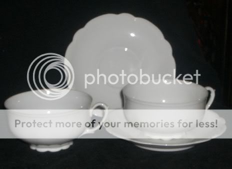 MZ AUSTRIA WHITE SCALLOPED CUPS & SAUCERS  