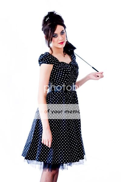 Vintage 50s Rockabilly Polka Dot Cap Sleeve Dress Hearts & Roses 