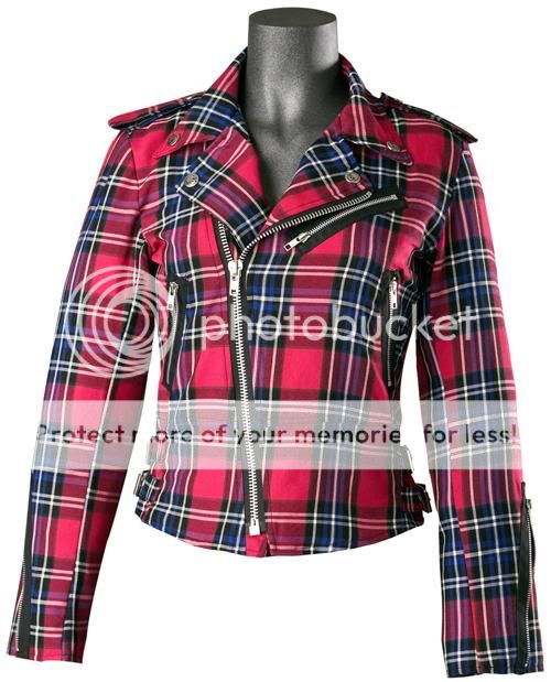 Hell Bunny Pink Plaid Tartan Punk Goth Motorbike Jacket  