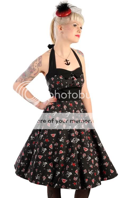 Hell Bunny Rockabilly 50s Sailor Jane Dress Tattoo
