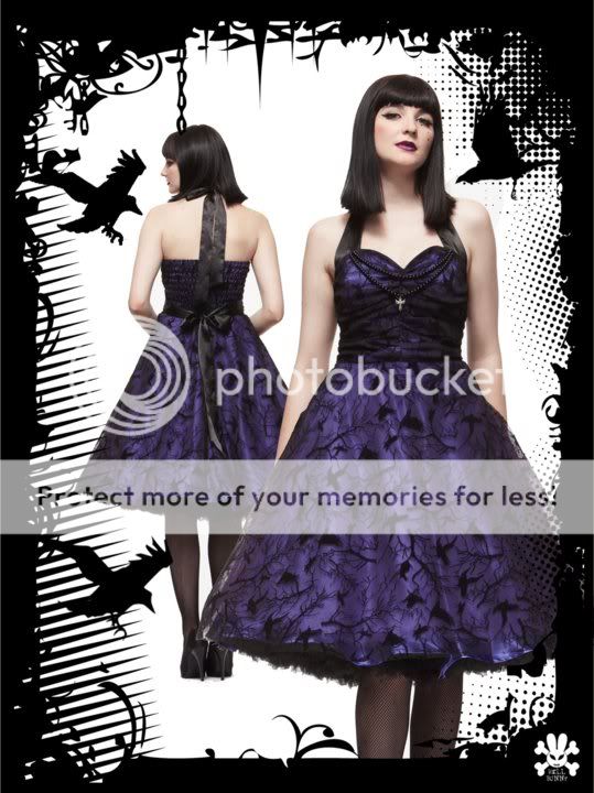 Hell Bunny Black Purple Lace Crow Dress Prom Wedding  