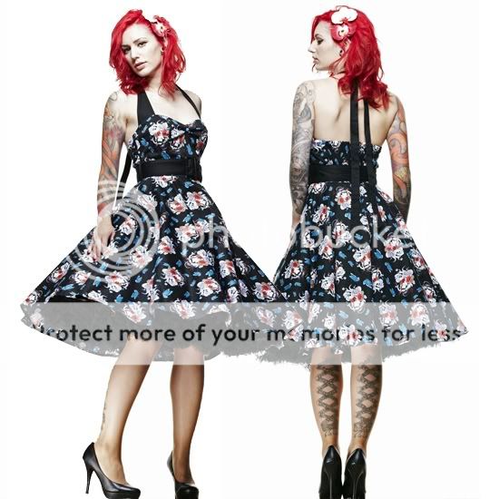 Hell Bunny Geisha 50s Pinup Rockabilly Swing Dress Zombie Skull 