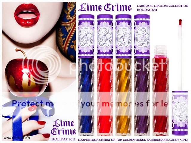 LIME CRIME Candy Apple Ruby Red Crimson Glitter Carousel Lip Gloss 