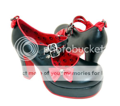 TUK A7097 Skull Bow Super Hi Platform Mary Jane Heels Rockabilly Punk 