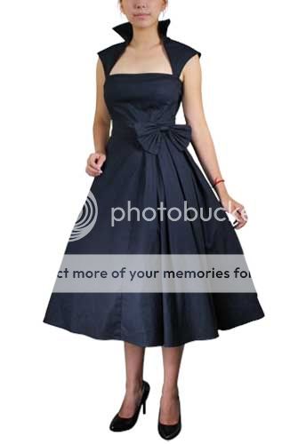 Rockabilly 50s Black Retro Vintage Pinup Bow Dress  