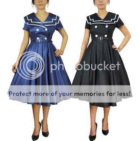 Vintage Satin Sailor Rockabilly Costume Swing Dress  