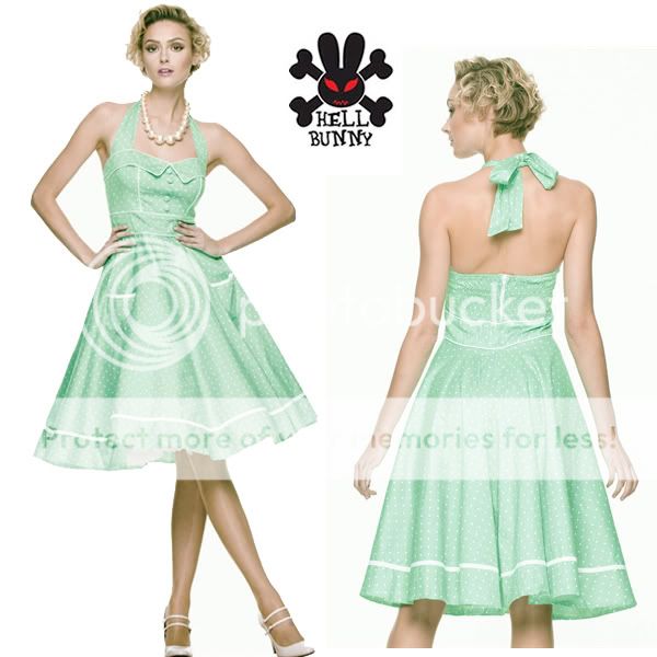 Hell Bunny Olivie Mint Green Vintage Pinup Dress Rockabilly Retro 