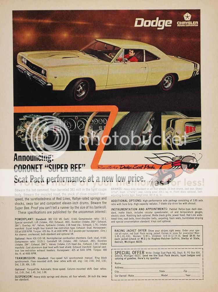 Dodge Ads from 1968 - the dawn of the Scat Pack