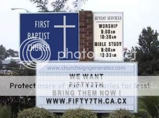 We want Fifty7th.... Churchsign2