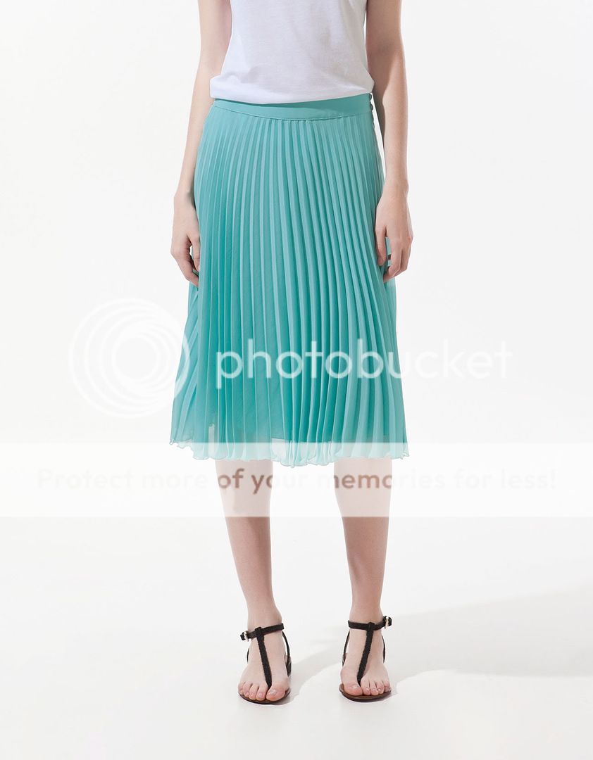 ZARA AQUA MINT TURQUOISE ACCORDION PLEAT SKIRT L as os bc bg made top 