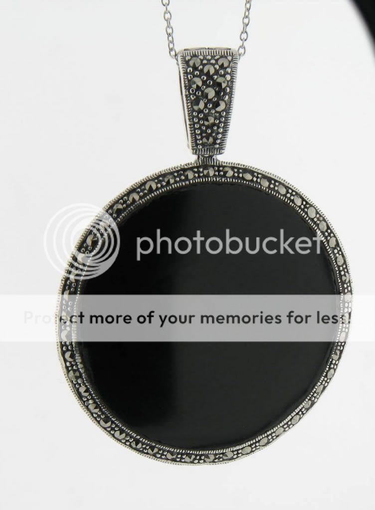 Marcasite Reversible Black Onyx Mother of Pearl Pendant  