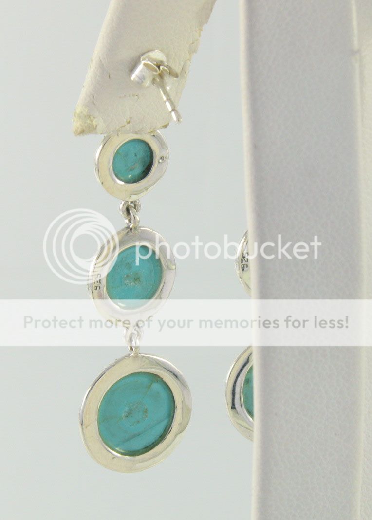 Marcasite St. Silver Dangle Circle Turquoise Earrings  