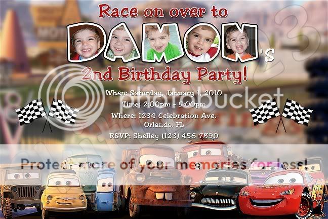 Custom Disney Cars Personalized Birthday Invitations  