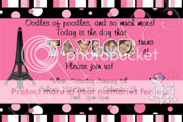 Custom Poodles In Paris and My Little Pony Invitations  