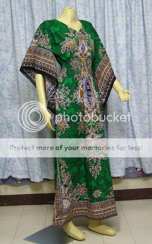 Cotton Dashiki Angel Sleeve Caftan Maxi Dress