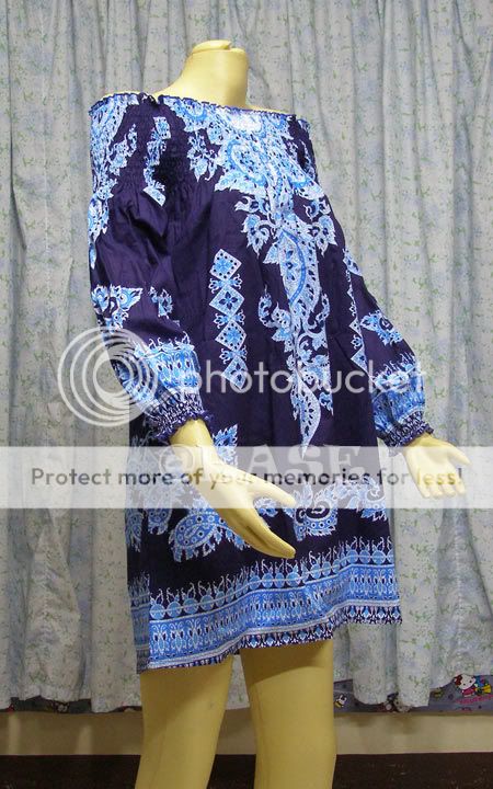Cotton BOHO Vintage Dashiki Blouse/ Mini Dress  