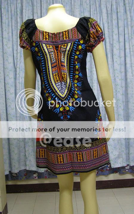 Cotton Boho Hippy Vintage Dashiki Dress USS2 UK 4 XS