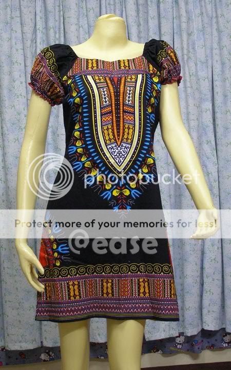 Cotton Boho Hippy Vintage Dashiki Dress USS2 UK 4 XS