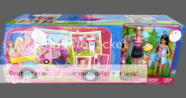   long gift ready box containing this Barbie RV Camper + 4 dolls + dog