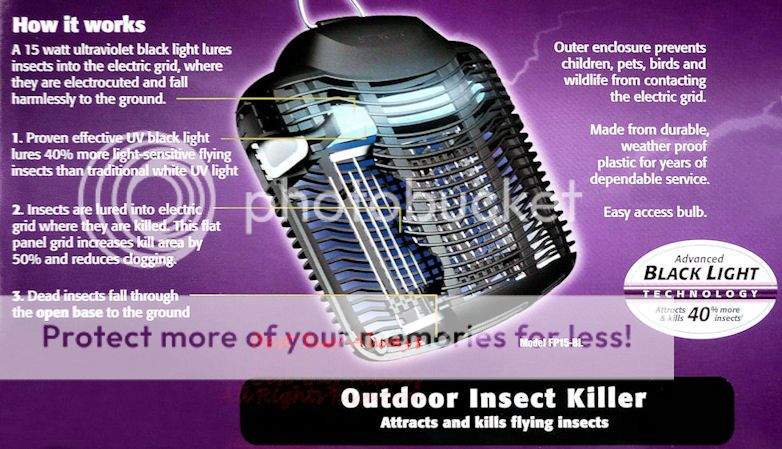 electronic bug zapper has 50% bigger kill area due to a new design