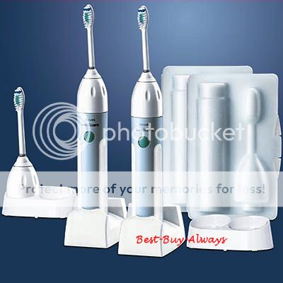 The Sonicare CleanCare toothbrush set 2 handles, 2 chargers, 3 
