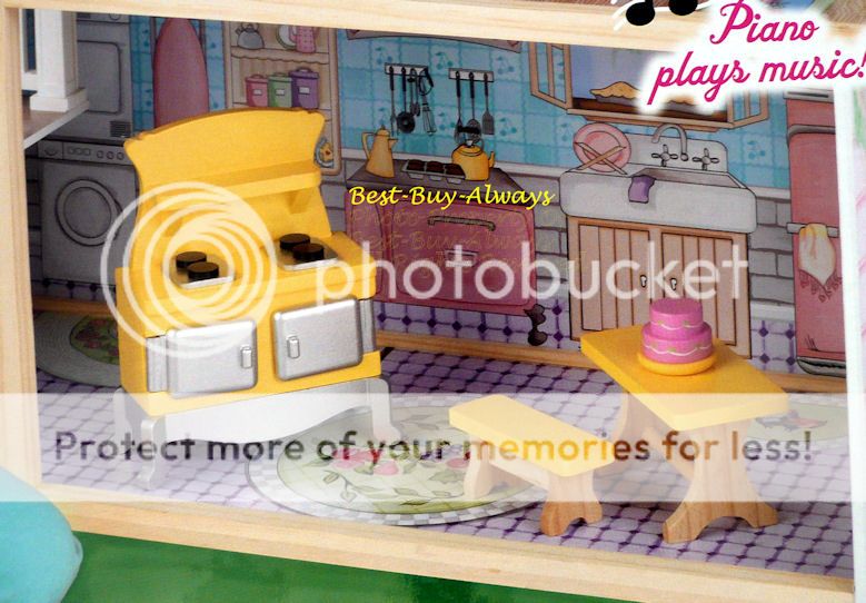 Big Wooden Doll House Set Large Kit with Furniture for Barbie and Kids Girl Toy