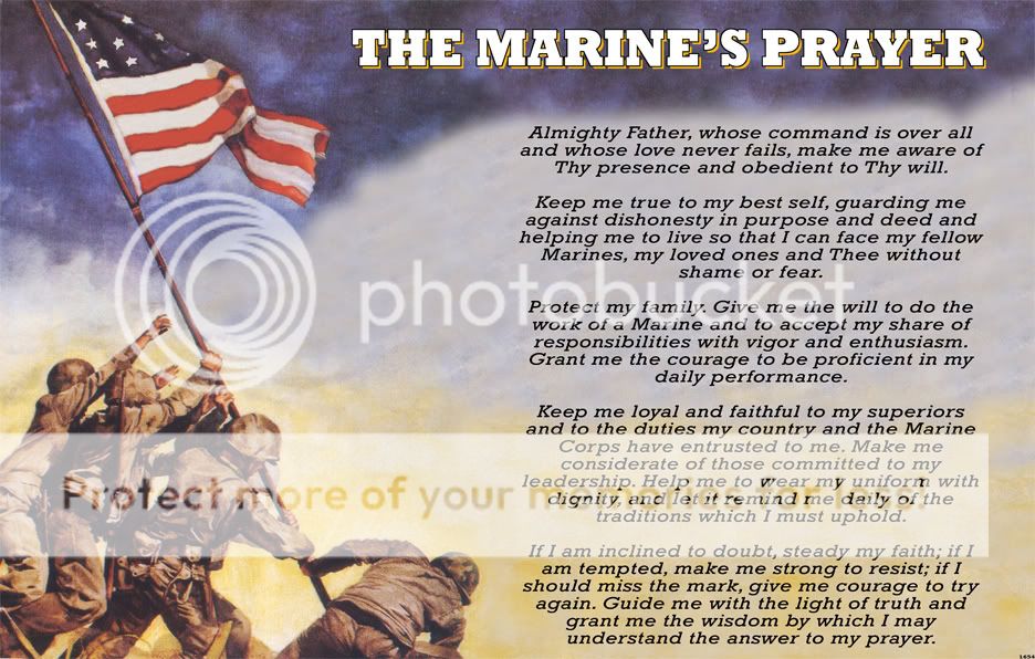 US Marine Corp Prayer WWII Iwo Jima Battle Flag Raising Poster USMC ...