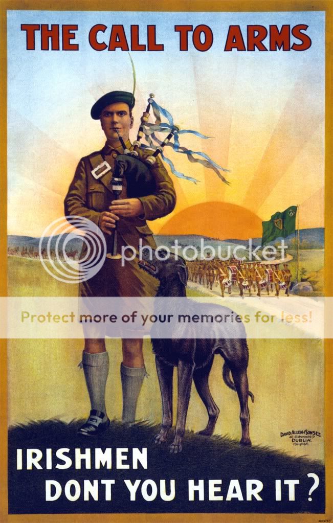 WWI IRISH CELTIC POSTER WOLFHOUND BAGPIPES KILT ERIN GO BRAGH FLAG NEW 