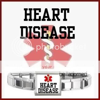 HEART DISEASE MEDICAL ALERT ID Silver Tone Unisex Bracelet  