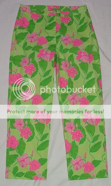 Lilly Pulitzer Mandevilla Green Pink Flower Cropped Pants Womens Size