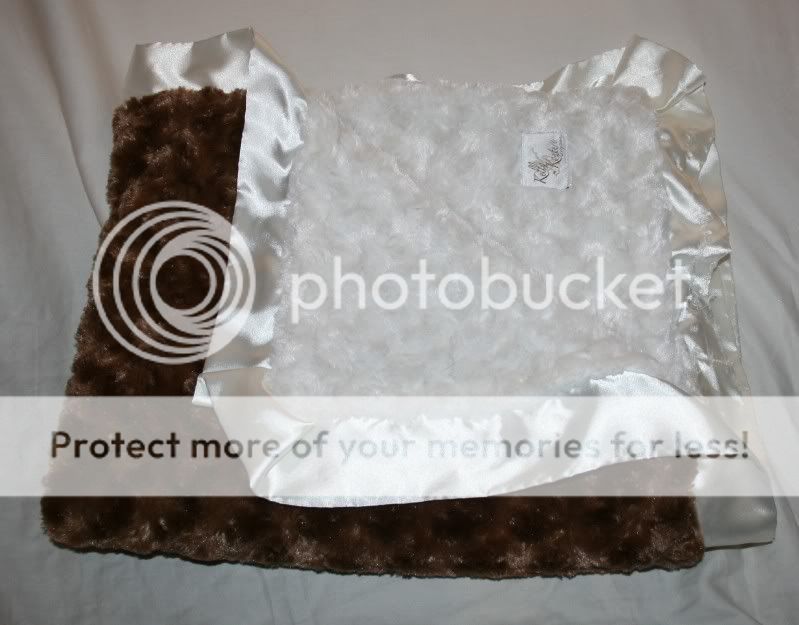   ROSE Faux Fur Satin Brown White Baby Blanket Luxury Linens  