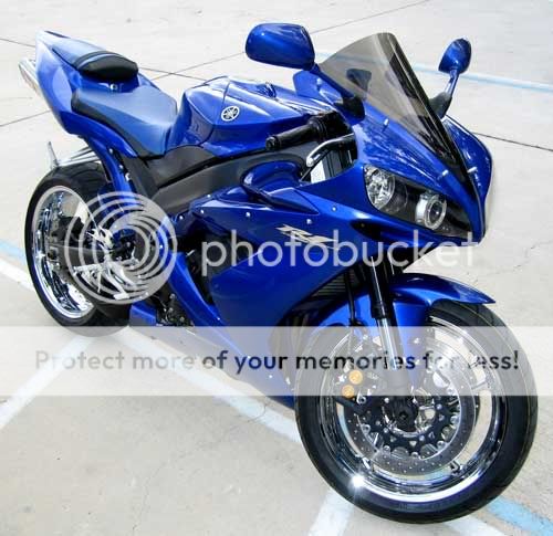 For Sale: 2005 R1 blue w/Yosh Tri-oval, chrome wheels and much more ...