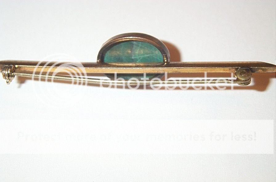 Very Nice Vintage Antique Gold Malachite Bar Pin  