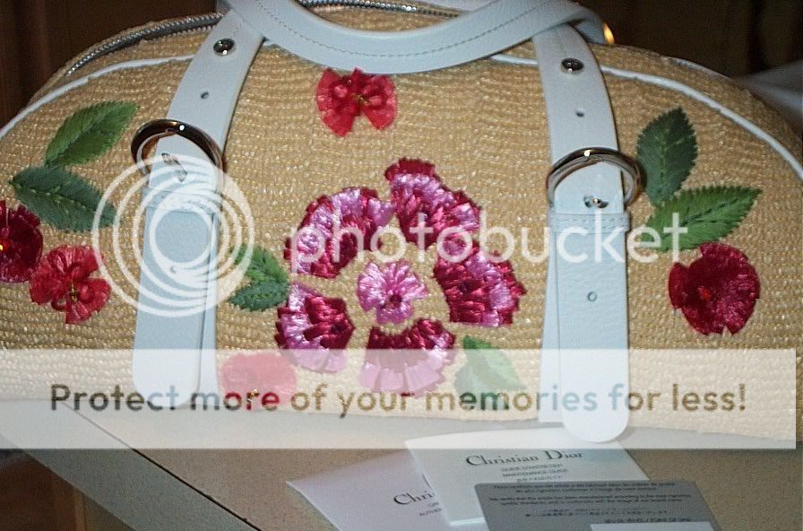 So Pretty Christian Dior Straw Flowers Purse Bag Tote  