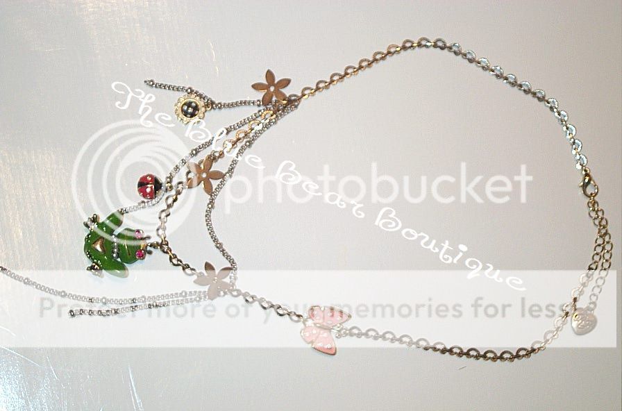 Betsey Johnson Frog Flower Butterfly Lady Bug Necklace  