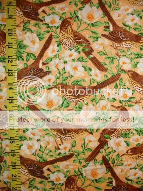 Northcott Suzan Ellis State Birds Brown Thrasher Fabric  