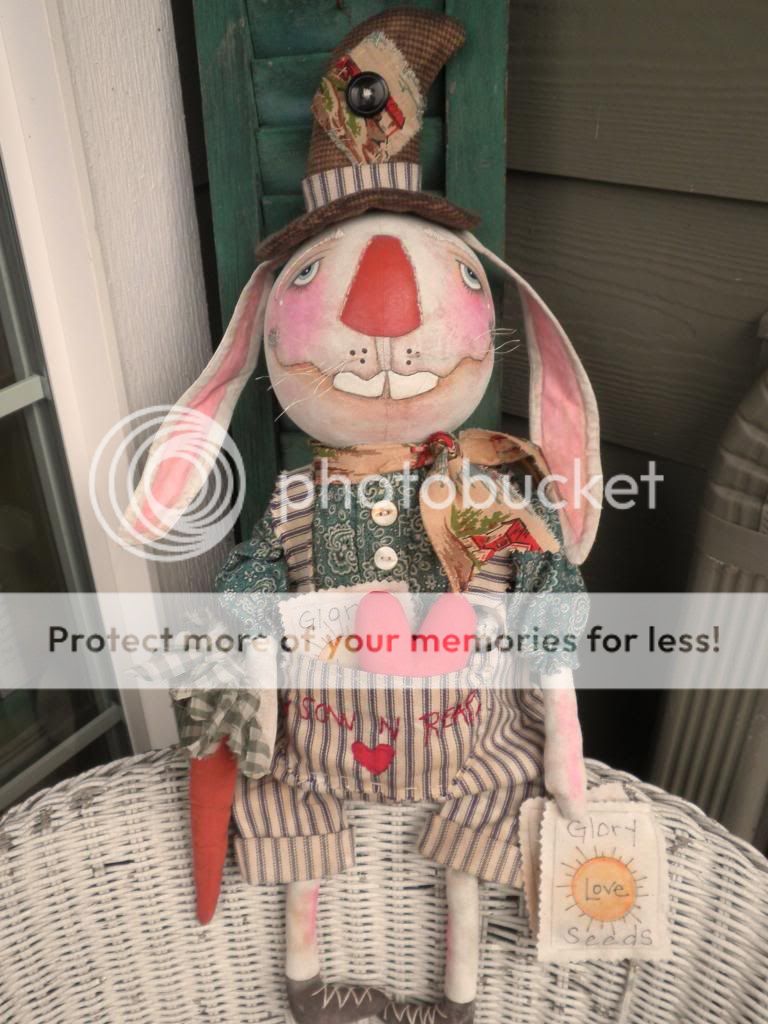 Primitive Folk Art Doll OOAK Garden Bunny Rabbit Confounded Concoctions Pfatt
