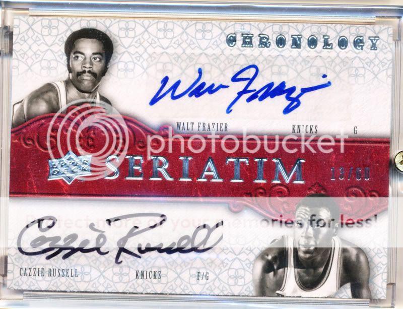 2007 08 UD CHRONOLOGY WALT FRAZIER CAZZIE RUSSELL DUAL AUTO 13/60 