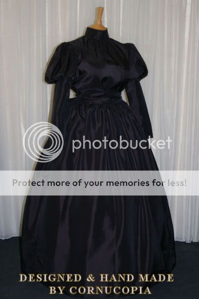 LADIES VICTORIAN EDWARDIAN CIVIL WAR GOTHIC BLACK MOURNING DRESS