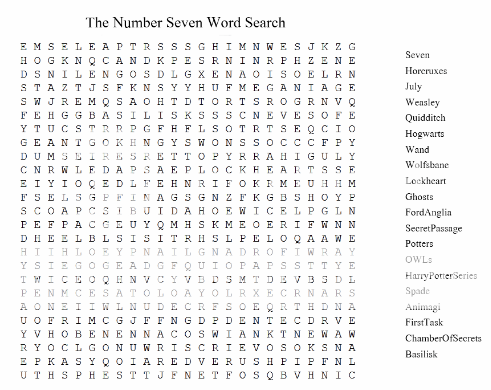 The Number 7 Word Search 7WordSearch-1