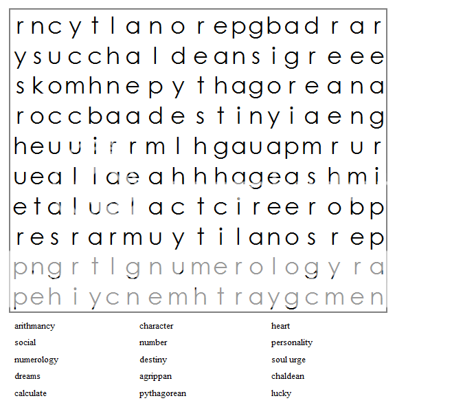 Arithmancy Word Search Wordsearch