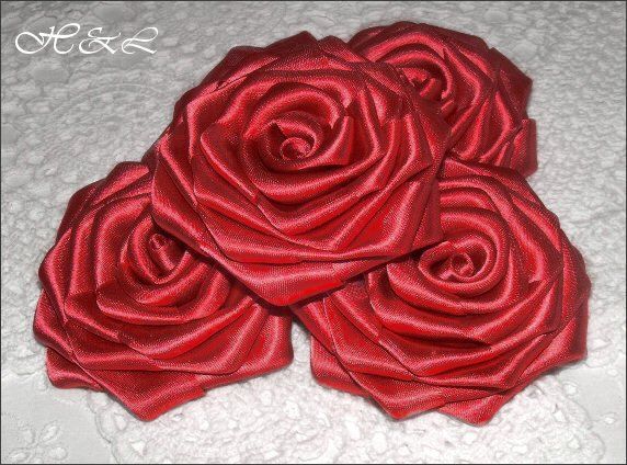 Large Handmade Rose À faire soi-même Craft Satin Bridal Trim Dress Shoe appliqué 3/" Ou 2/"