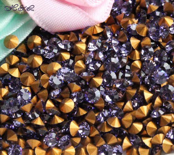Swarovski Tanzanite Crystal Pointback Chatons 1012 purple GF foil 2mm 3mm 2.5mm