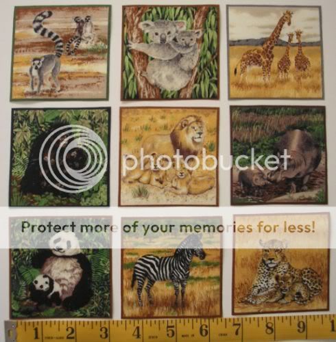 Giraffe Panda Koala Safari ANIMALS Fabric Squares Appliques Iron On 