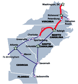 SC high speed rail routes - South Carolina - UrbanPlanet.org