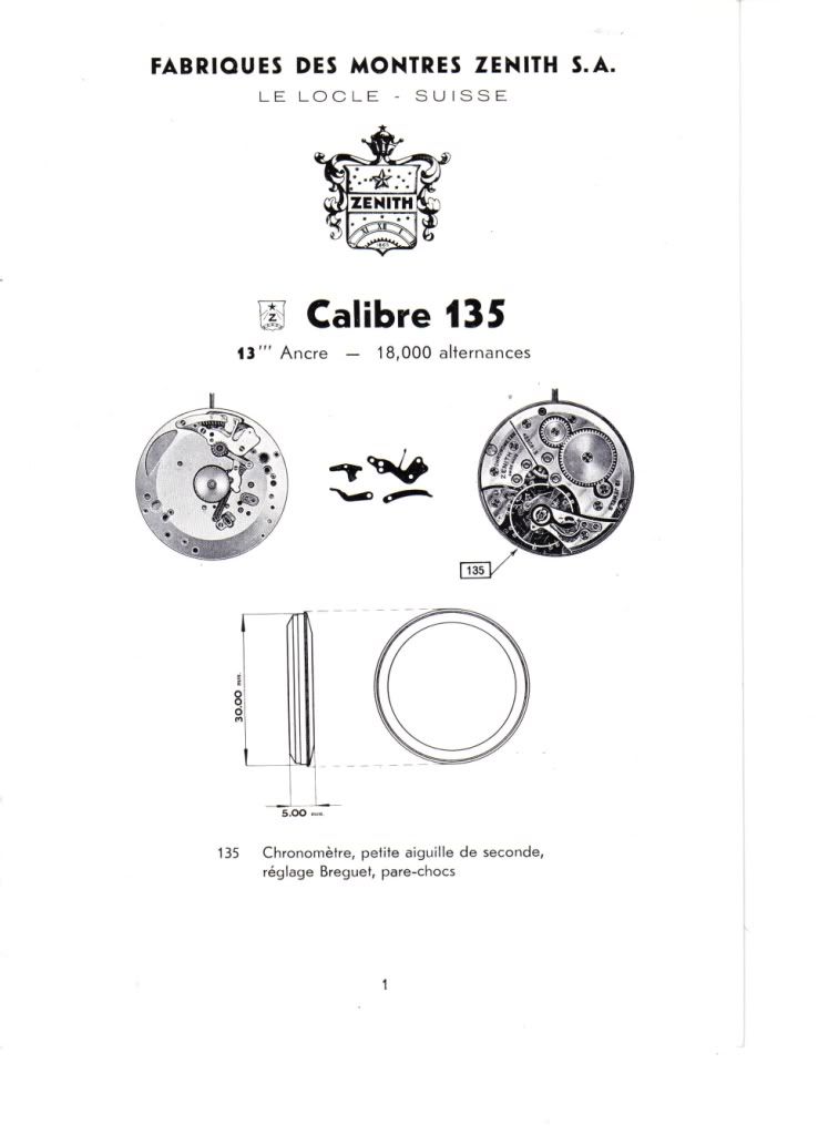 Chronometre Zenith calibre 135 Page1