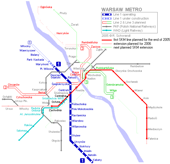 Warsaw Tram Lines Map