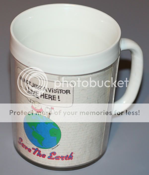 Vintage Ziggy ThermoServ Collectible Plastic Mug Cup "Save The Earth" 1990