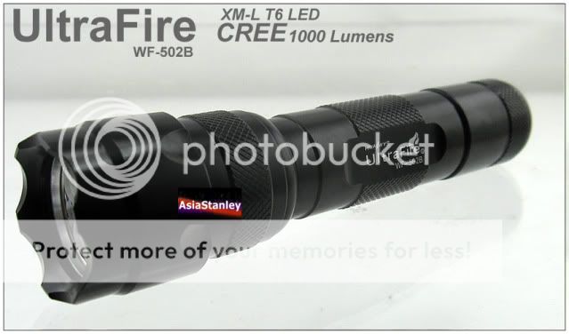   18560 ) UltraFire 1000 Lumens CREE XM L T6 502B LED Flashlight Torch